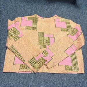 Zara Pink and Yellow Geometric Sweater